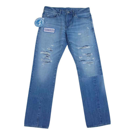 HYSTERIC GLAMOUR ヒステリックグラマー 02201AP16 ダイナミックパッチ リメイク ストレート デニム パンツ インディゴブルー系 32【新古品】【未使用】【中古】