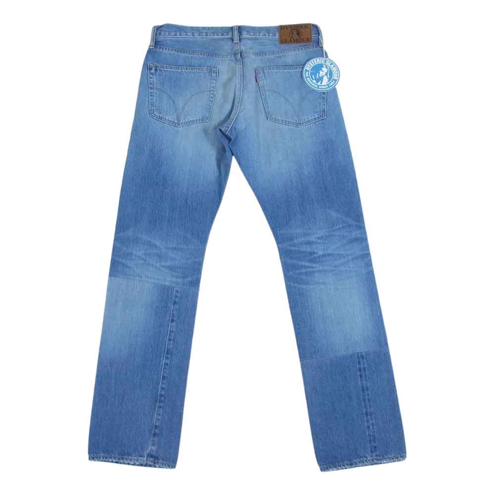 HYSTERIC GLAMOUR ヒステリックグラマー 02201AP16 ダイナミックパッチ リメイク ストレート デニム パンツ インディゴブルー系 32【新古品】【未使用】【中古】