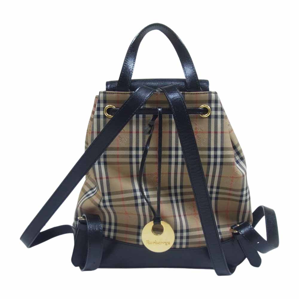 BURBERRY バーバリー ノバ チェック シャドーホース ミニ リュック ライトブラウン系【中古】
