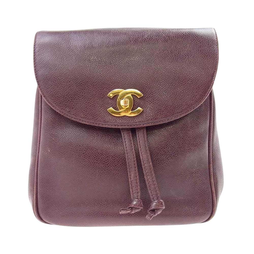 CHANEL シャネル ココマーク キャビアスキン リュック バックパック ブラウン系【中古】