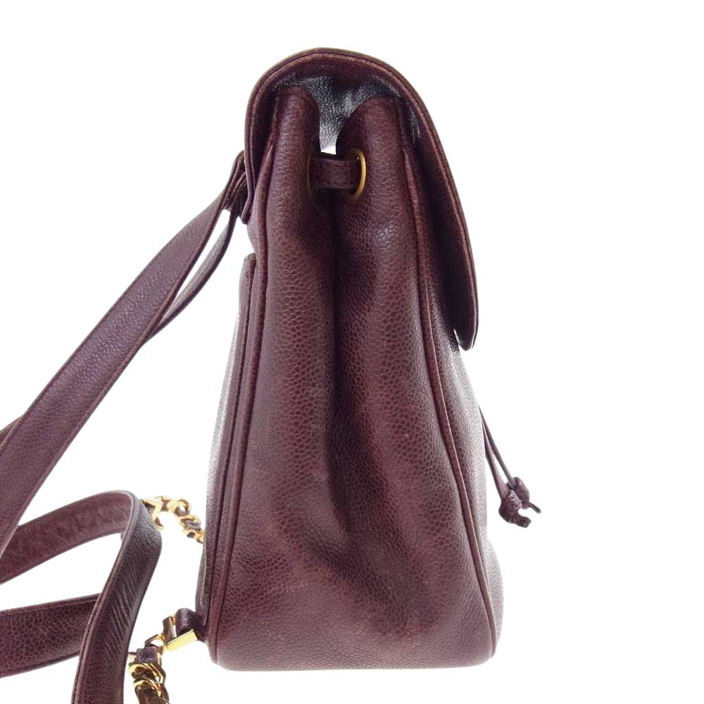 CHANEL シャネル ココマーク キャビアスキン リュック バックパック ブラウン系【中古】