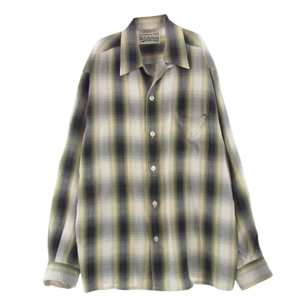 WACKO MARIA ワコマリア 21SS-WMS-OC20 OMBRE CHECK OPEN COLLAR SHIRT レーヨン オンブレチェック 長袖 オープンカラー シャツ  マルチカラー系 M【中古】