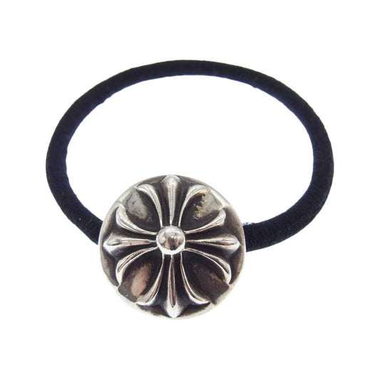 CHROME HEARTS クロムハーツ（原本有） HAIRBAND CH PLUS クロス ボール ボタン ヘアゴム コンチョ ブラック系 シルバー系【中古】