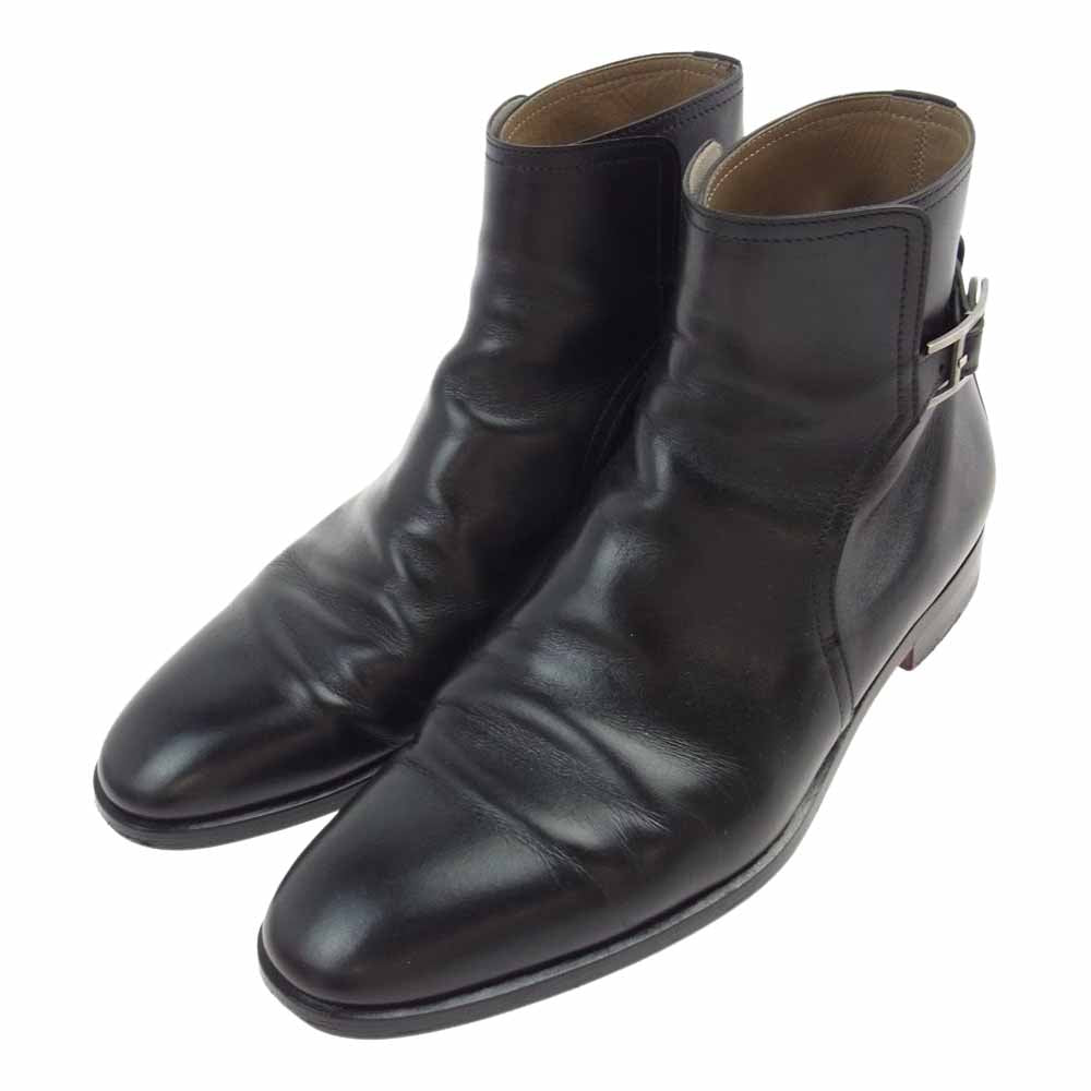 HERMES エルメス Hバックル サイドベルト レザー ポートランド ブーツ ブラック系 40【中古】