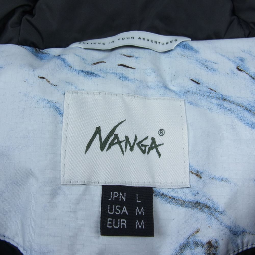 NANGA ナンガ N1AJMBG3 AURORA DOWN JACKET オーロラ ダウン ジャケット フーディ マーブル ホワイト系 ライトブルー系 L【新古品】【未使用】【中古】