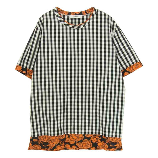 MSGM エムエスジーエム 2240MM14 チェック柄 カットソー ブラック系 48【中古】