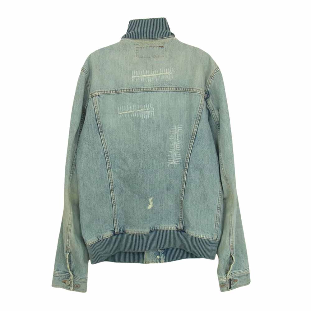 DOLCE&GABBANA ドルチェアンドガッバーナ SDS04 8509　 国内正規品 イタリア製 ダメージ加工 リペア加工 リブ デニム ジャケット  インディゴブルー系 46【中古】