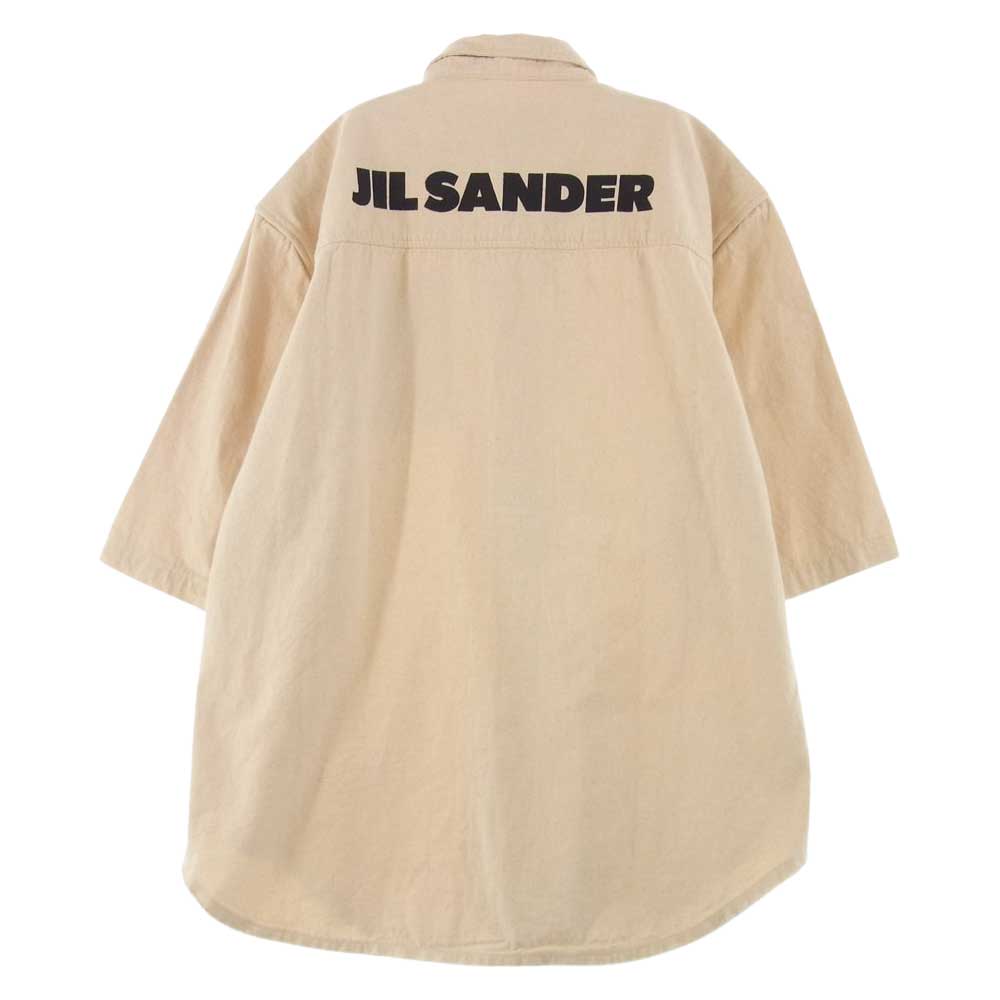 JIL SANDER ジルサンダー 20SS JSMQ744142 MQ240100 MALFILE SELVEDGE CANVAS バックロゴプリント コットンキャンバス オーバーサイズ 半袖 シャツ オフホワイト系 L【中古】