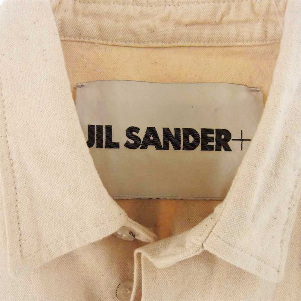 JIL SANDER ジルサンダー 20SS JSMQ744142 MQ240100 MALFILE SELVEDGE CANVAS バックロゴプリント コットンキャンバス オーバーサイズ 半袖 シャツ オフホワイト系 L【中古】