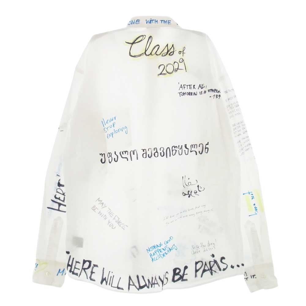 VETEMENTS ヴェトモン 19SS USS196003 ペイント 総柄 長袖 シャツ ホワイト系 XS【中古】