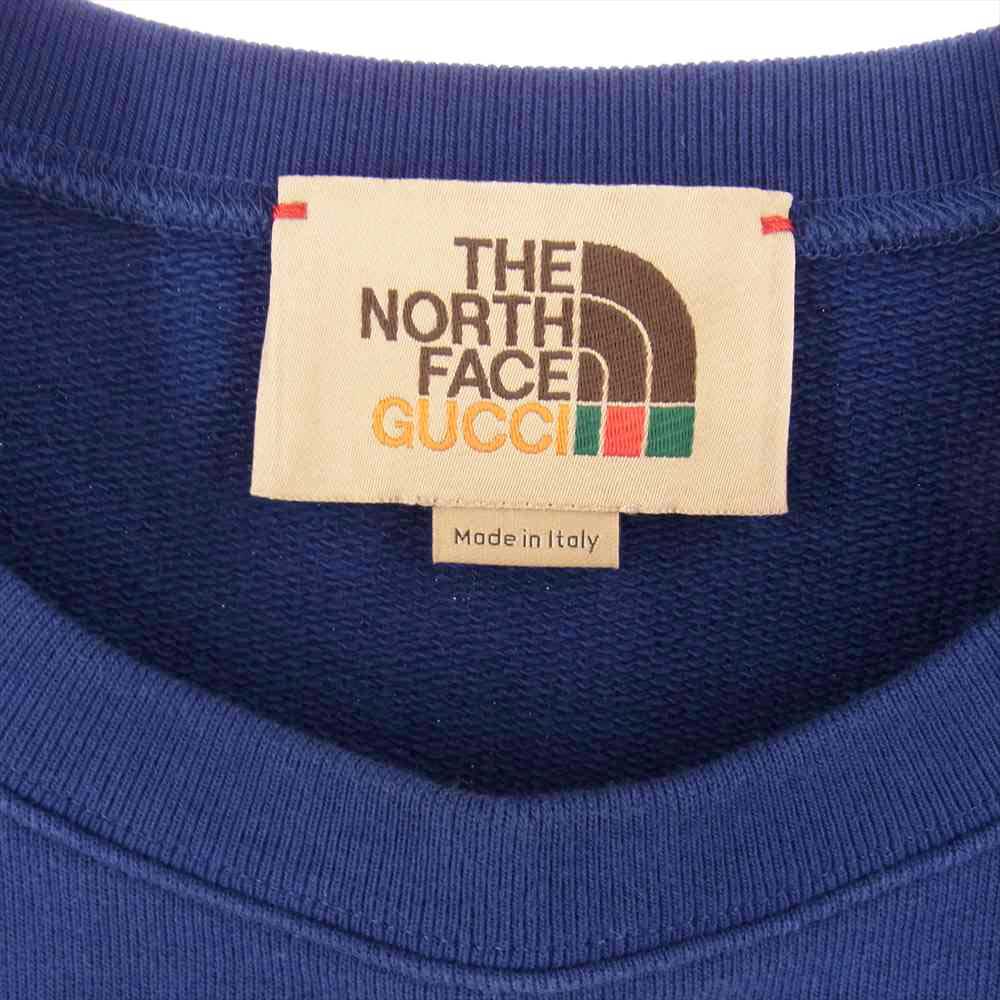 GUCCI グッチ 671449XJDRF THE NORTH FACE ノースフェイス ロゴ スウェット シャツ イエロー系 ネイビー系 L【中古】