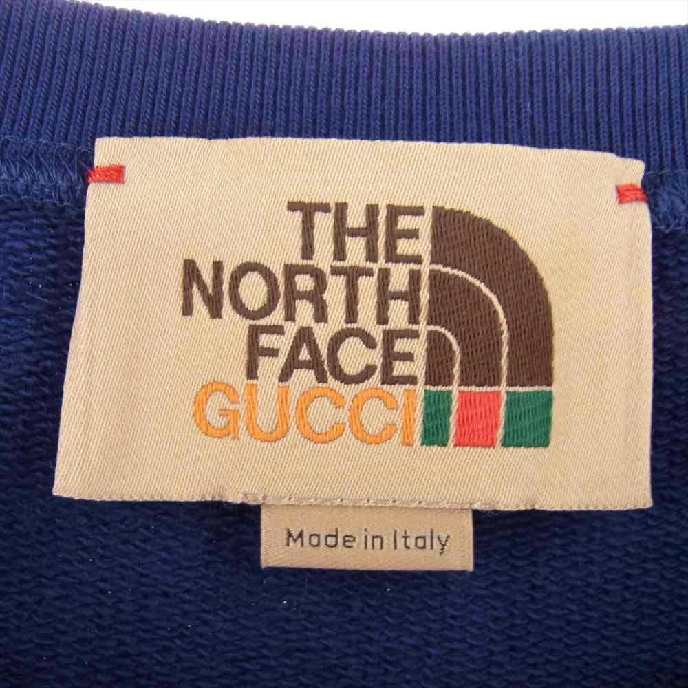 GUCCI グッチ 671449XJDRF THE NORTH FACE ノースフェイス ロゴ スウェット シャツ イエロー系 ネイビー系 L【中古】