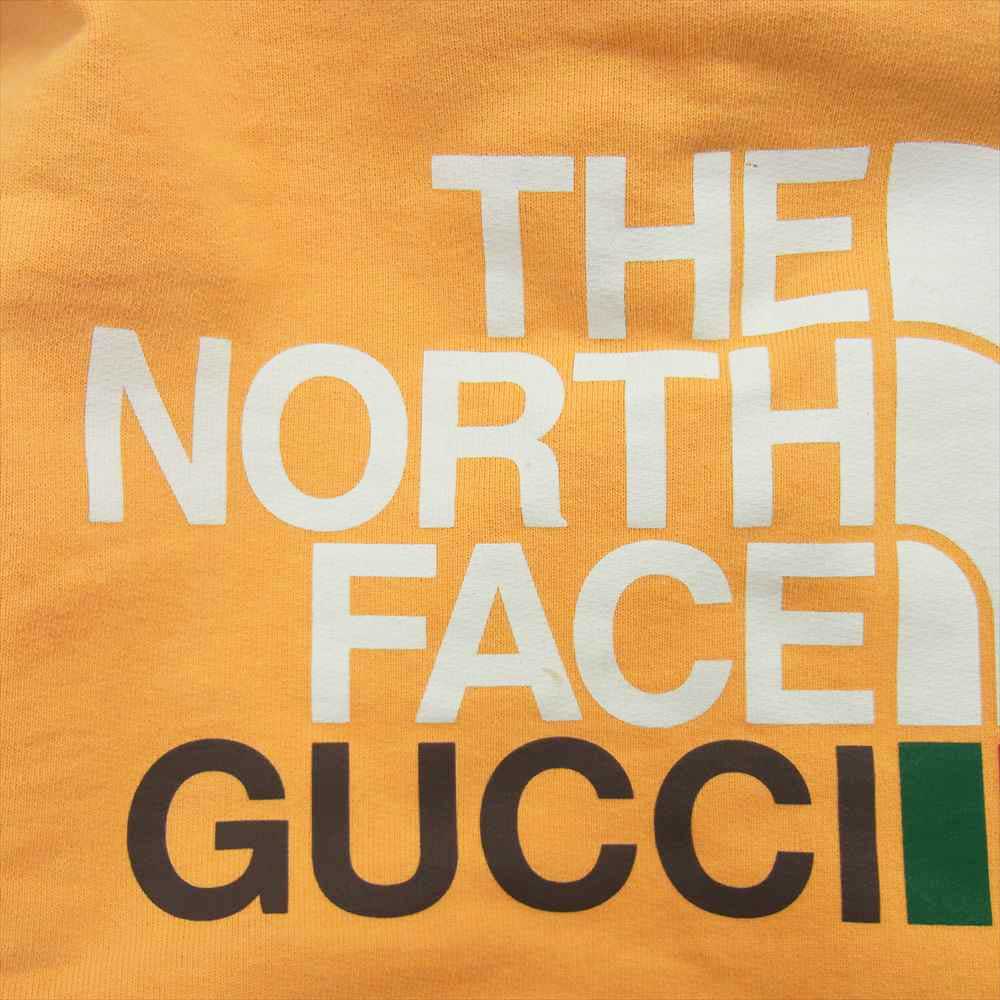 GUCCI グッチ 671449XJDRF THE NORTH FACE ノースフェイス ロゴ スウェット シャツ イエロー系 ネイビー系 L【中古】