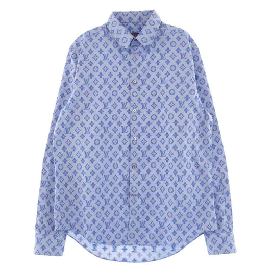 LOUIS VUITTON ルイ・ヴィトン RM212Q DO7 HLS51W モノグラム 総柄 DNA カラー 長袖 シャツ ブルー系 XXL【美品】【中古】