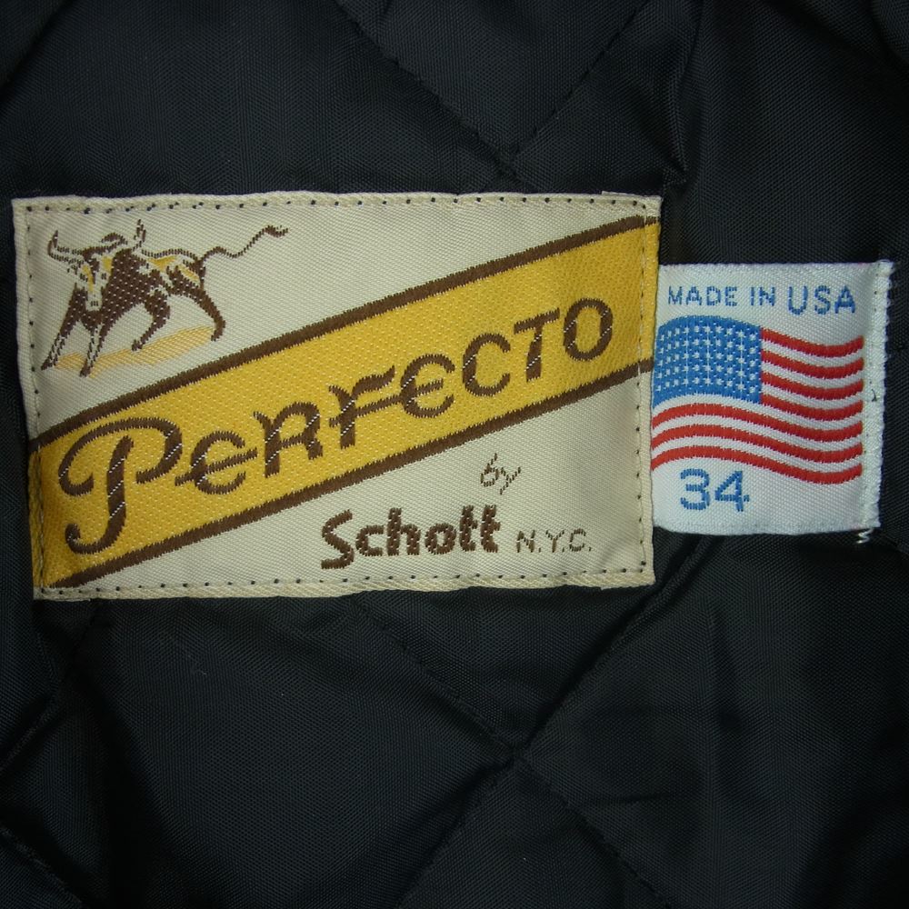 schott ショット 613 ワンスター レザー ダブル ライダース ジャケット アメリカ製 ブラック系 34【中古】