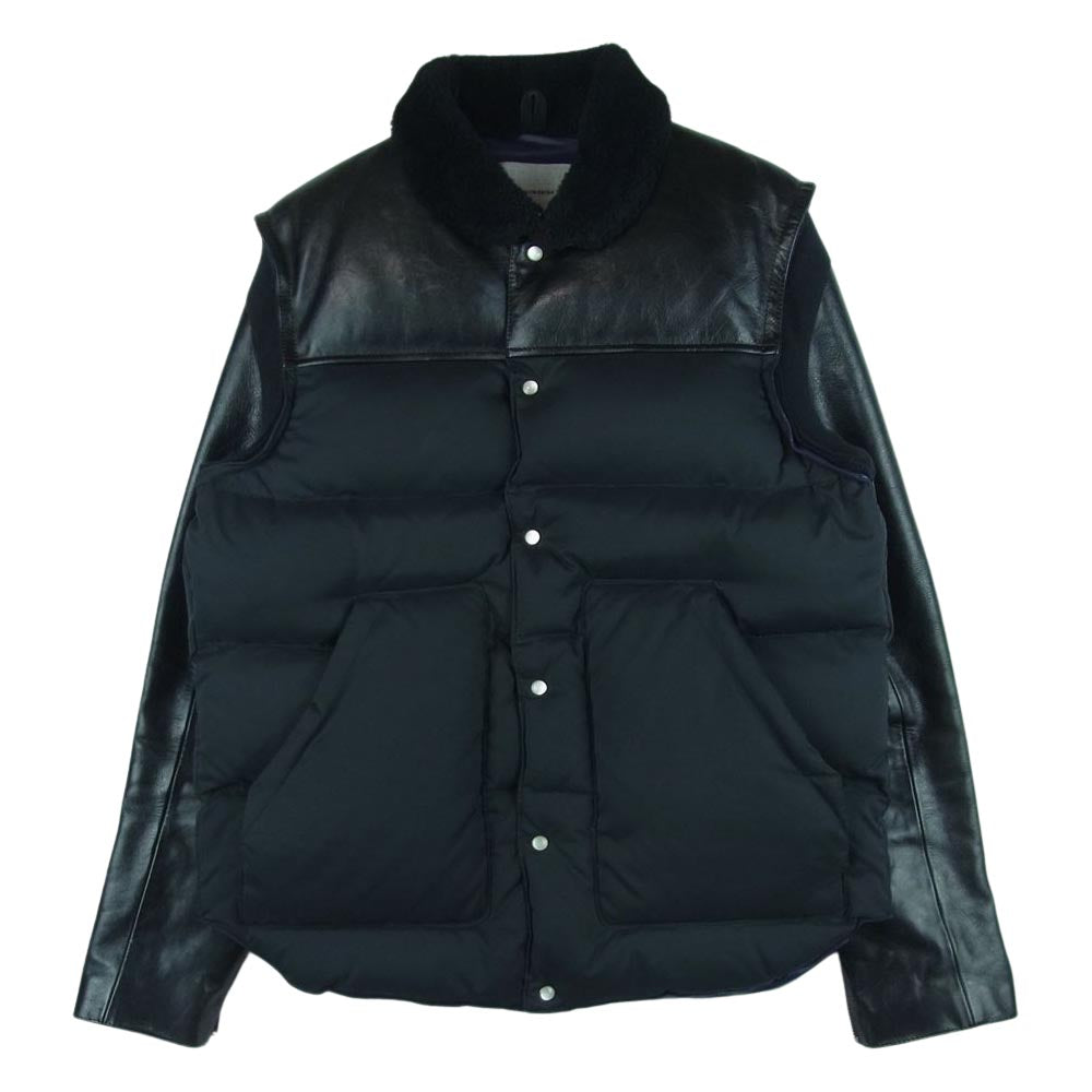 UNDERCOVER アンダーカバー 12AW J4205 袖レザー 襟ボア ダウン ジャケット 中国製 ブラック系 2【中古】