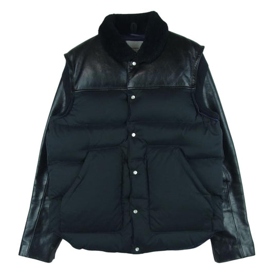 UNDERCOVER アンダーカバー 12AW J4205 袖レザー 襟ボア ダウン ジャケット 中国製 ブラック系 2【中古】