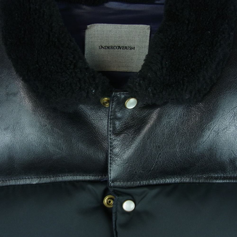UNDERCOVER アンダーカバー 12AW J4205 袖レザー 襟ボア ダウン ジャケット 中国製 ブラック系 2【中古】