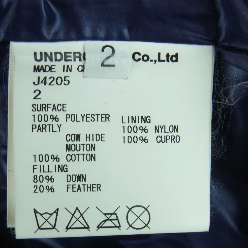 UNDERCOVER アンダーカバー 12AW J4205 袖レザー 襟ボア ダウン ジャケット 中国製 ブラック系 2【中古】