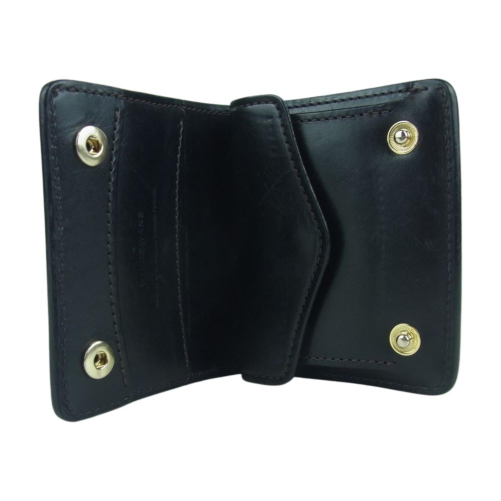 WILDSWANS ワイルドスワンズ KF-003 サドルプルアップ ミニ レザー ウォレット 二つ折り財布 牛革 ブラック系【中古】