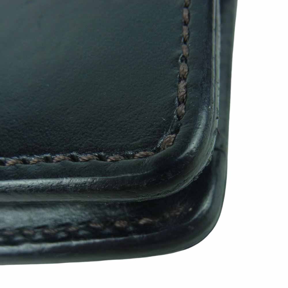 WILDSWANS ワイルドスワンズ KF-003 サドルプルアップ ミニ レザー ウォレット 二つ折り財布 牛革 ブラック系【中古】