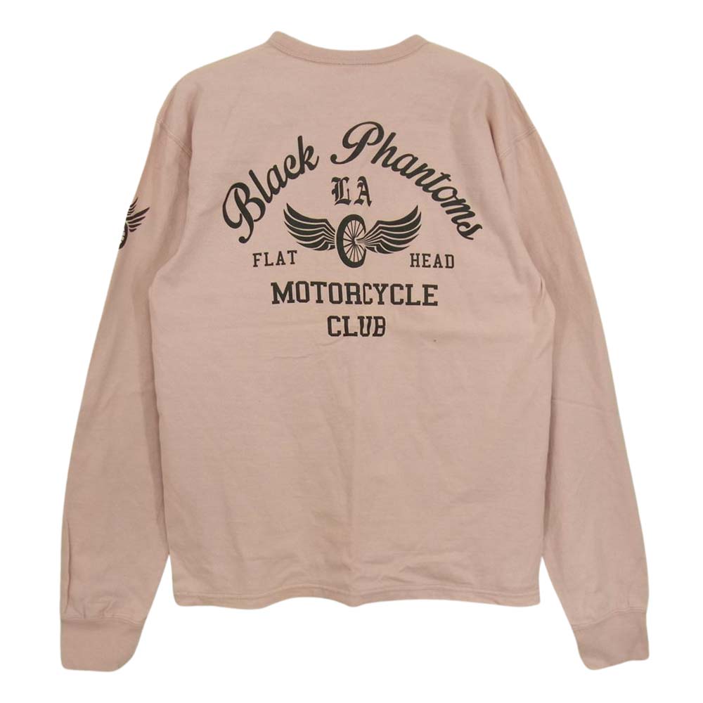 フラットヘッド ロゴ ロンT 長袖 Tシャツ ピンク系 38【中古】