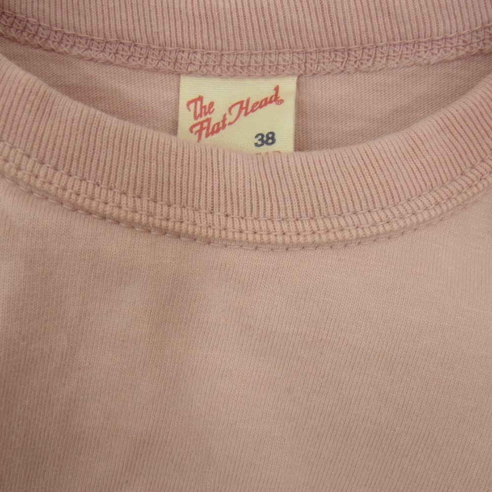 フラットヘッド ロゴ ロンT 長袖 Tシャツ ピンク系 38【中古】