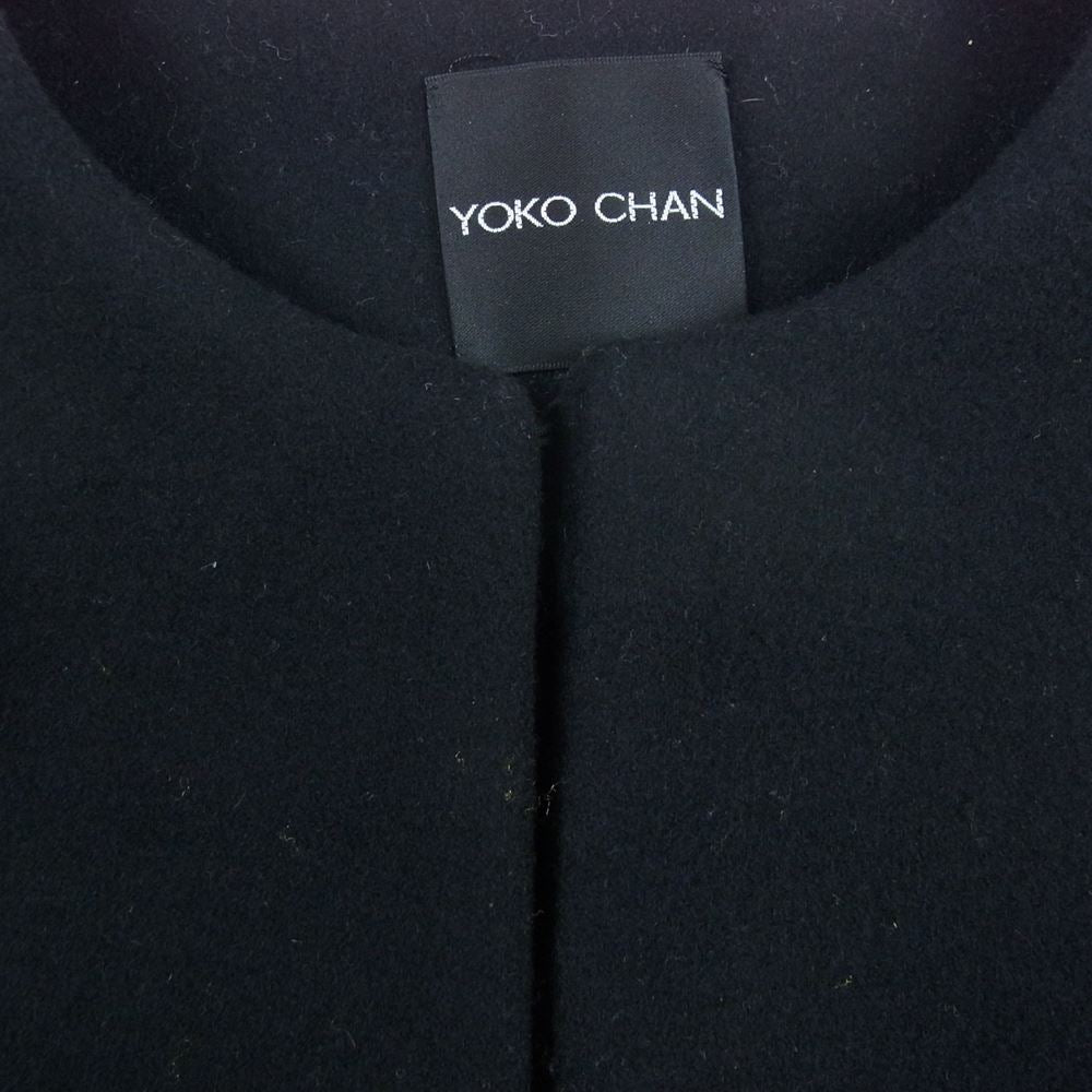 YOKO CHAN ヨーコチャン YCC-318-080 ファー ノーカラー ウール ブラウス ジャケット ブラック系 38【中古】