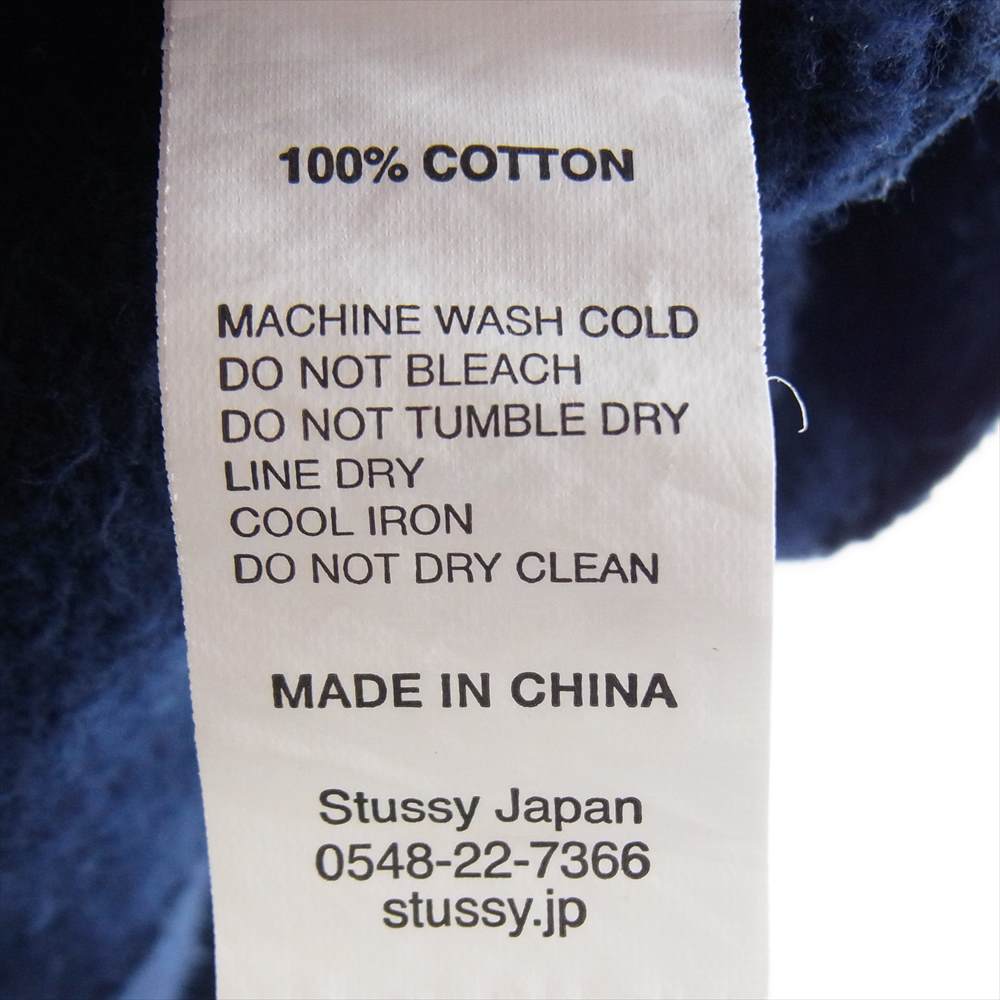 STUSSY ステューシー × No Vacancy Inn ノーバカンシーイン バックプリント ロゴ刺繍 プルオーバー パーカー ネイビー系 M【中古】
