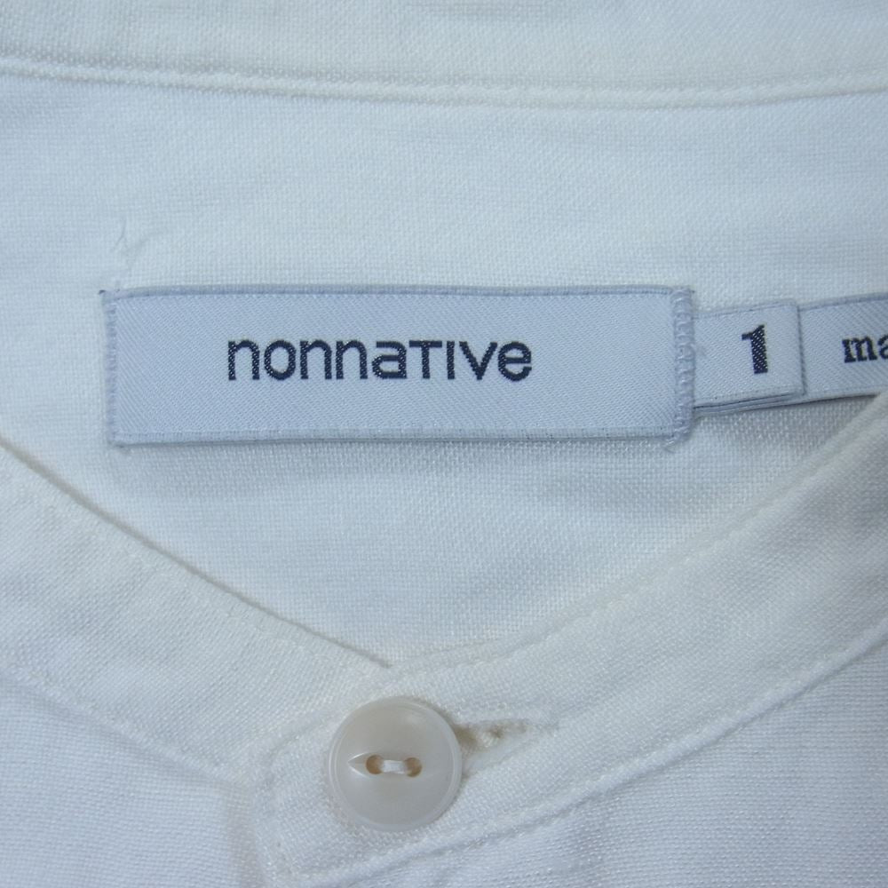 nonnative ノンネイティブ NN-S2719 TRAVELER PULLOVER LONG SHIRT トラベラー プルオーバー ロング 袖七分丈 ノーカラー シャツ ホワイト系 1【中古】