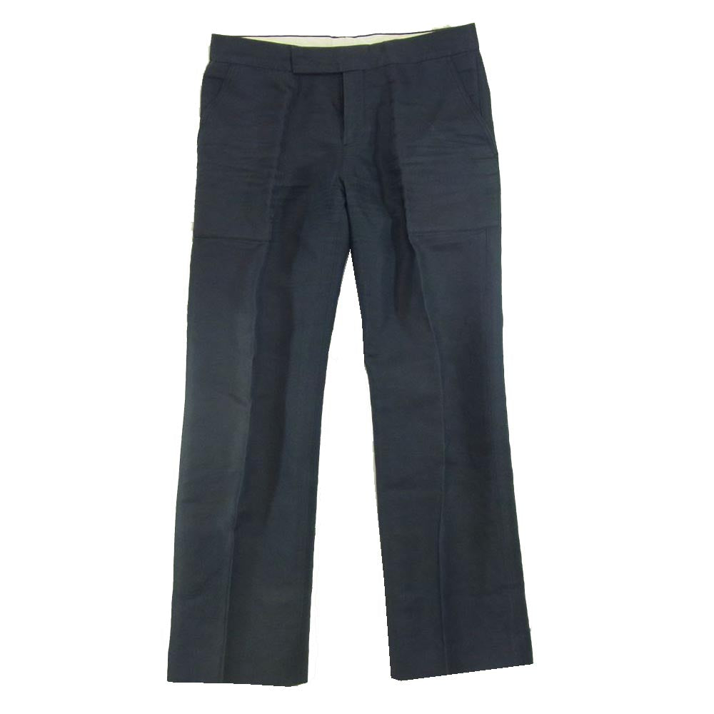 Drawer ドゥロワー 6514-236-0527 コットンツイル 麻 シルク混 スリム パンツ  ネイビー系 38【中古】