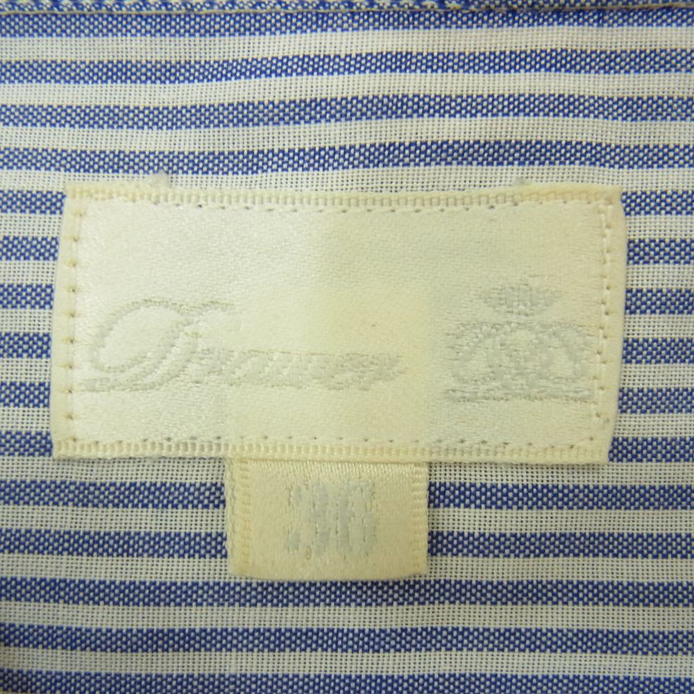 Drawer ドゥロワー 6511-218-0129 スタンドカラー ストライプ フリル プルオーバー シャツ ブルー系 36【中古】