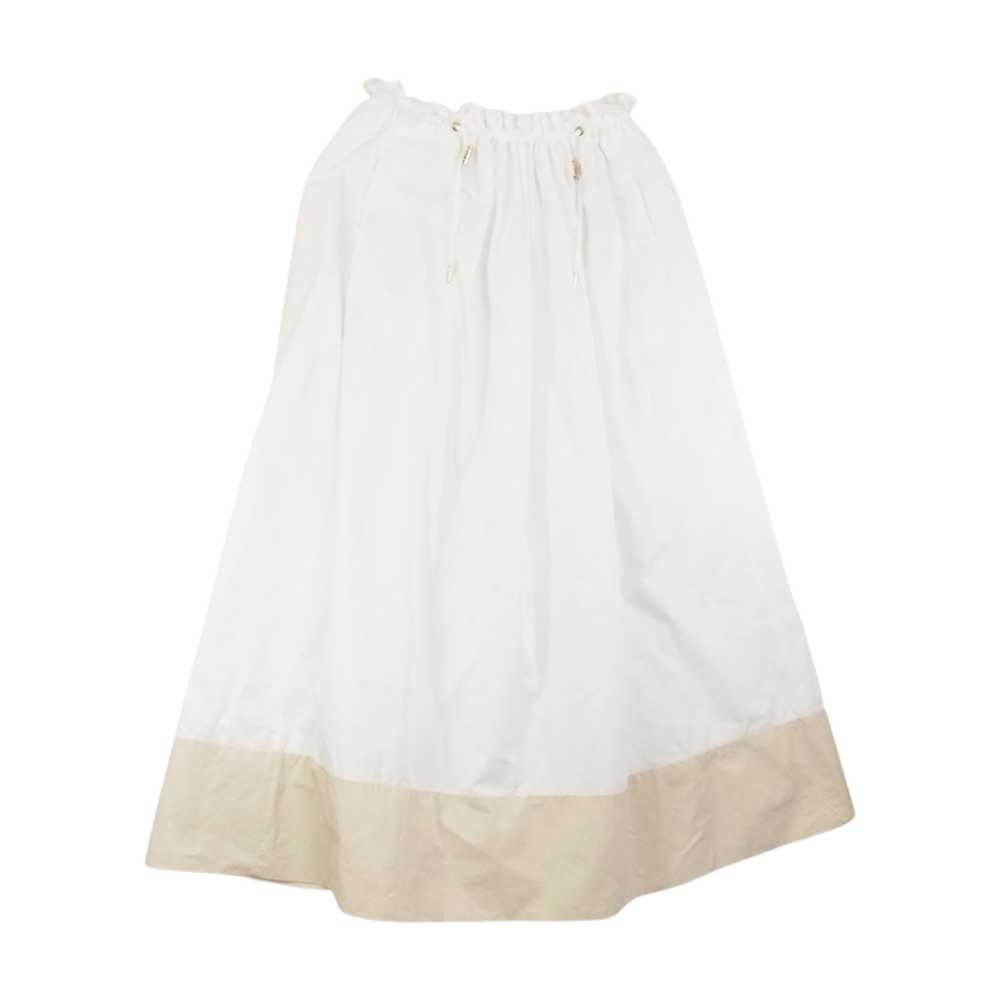 Drawer ドゥロワー 18SS 6524-299-1160 キリカエ ギャザー ロングスカート ホワイト系 36【美品】【中古】