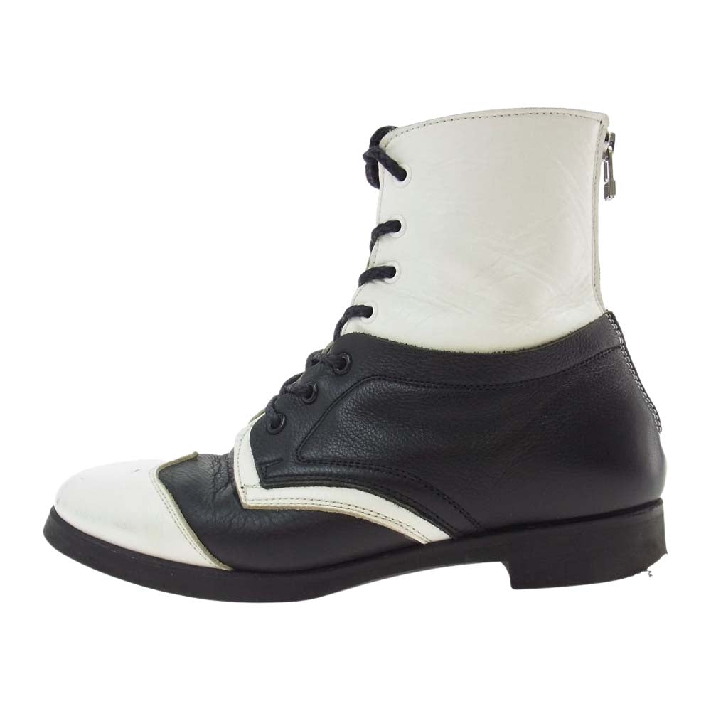 Yohji Yamamoto ヨウジヤマモト 14SS FG-E08-734 2トーン バックジップ レースアップ ウイングチップ ブーツ ブラック系 ホワイト系 4【中古】