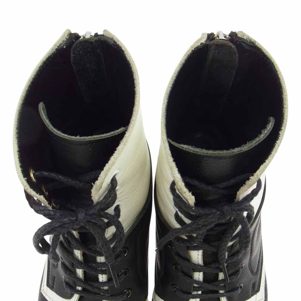 Yohji Yamamoto ヨウジヤマモト 14SS FG-E08-734 2トーン バックジップ レースアップ ウイングチップ ブーツ ブラック系 ホワイト系 4【中古】