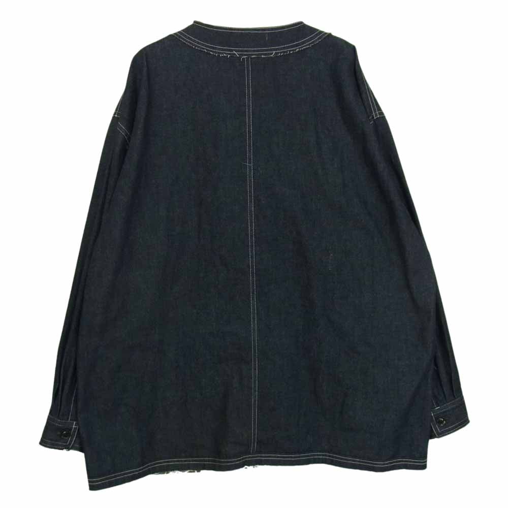 Yohji Yamamoto ヨウジヤマモト S’YTE サイト UW-B42-087 カットオフ ノーカラー デニム カバーオール ジャケット インディゴブルー系 3【中古】
