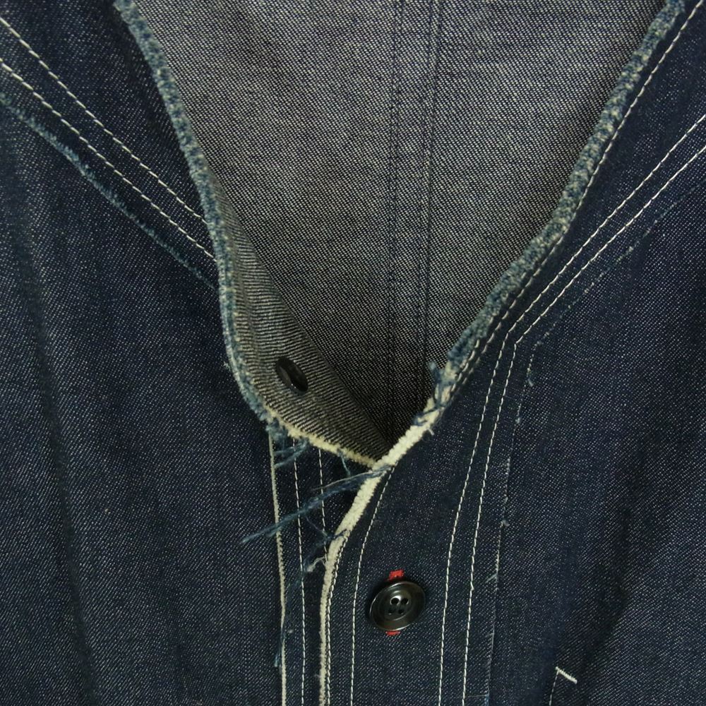 Yohji Yamamoto ヨウジヤマモト S’YTE サイト UW-B42-087 カットオフ ノーカラー デニム カバーオール ジャケット インディゴブルー系 3【中古】