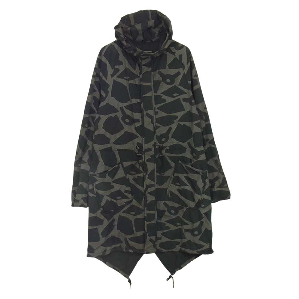 Yohji Yamamoto ヨウジヤマモト Y-3 ワイスリー F90649 リフレクティブ カモ プリント ストレッチ モッズ コート ブラック系 S/P【中古】