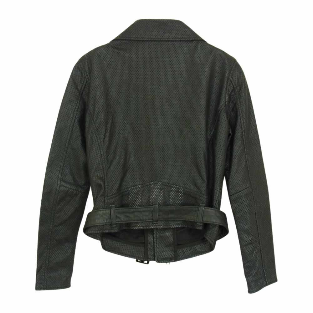 Yohji Yamamoto ヨウジヤマモト Y-3 ワイスリー 1BI001パンチング シープレザー ダブルライダース ジャケット ブラック系 S/P【中古】