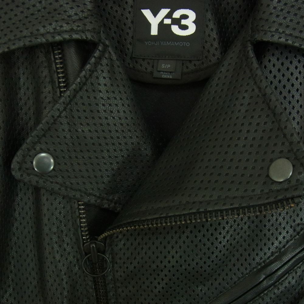 Yohji Yamamoto ヨウジヤマモト Y-3 ワイスリー 1BI001パンチング シープレザー ダブルライダース ジャケット ブラック系 S/P【中古】