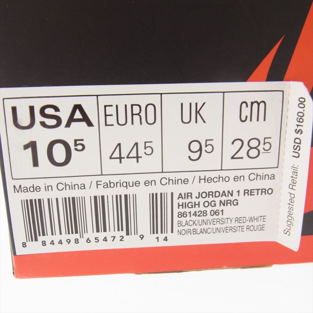 NIKE ナイキ 861428-061 AIR JORDAN 1 RETRO HIGH OG NRG HOMAGE TO HOME エアジョーダン1 レトロ ハイ オマージュトゥーホーム スニーカー ブラック系 レッド系 28.5cm【中古】