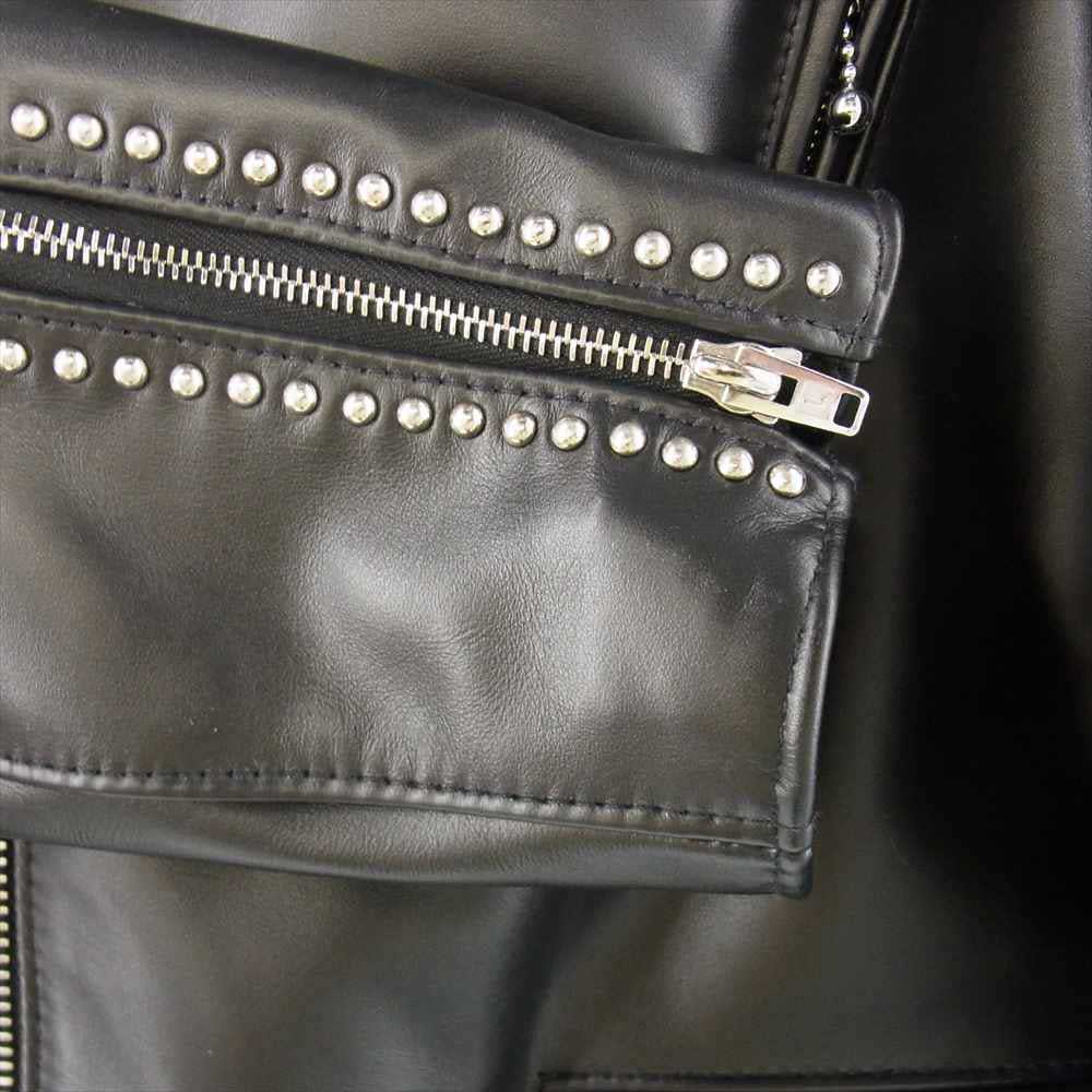 HYSTERIC GLAMOUR ヒステリックグラマー 02221LB02 × Lewis Leathers ルイスレザー #391 LIGHTNING スタッズ ライトニング レザー ライダース ジャケット ブラック系 L【美品】【中古】