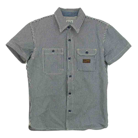ザフラットヘッド  半袖シャツ ヒッコリー ワーク 半袖 シャツ PIN HICKORY S/S WORK SHIRT ネイビー系 36【中古】
