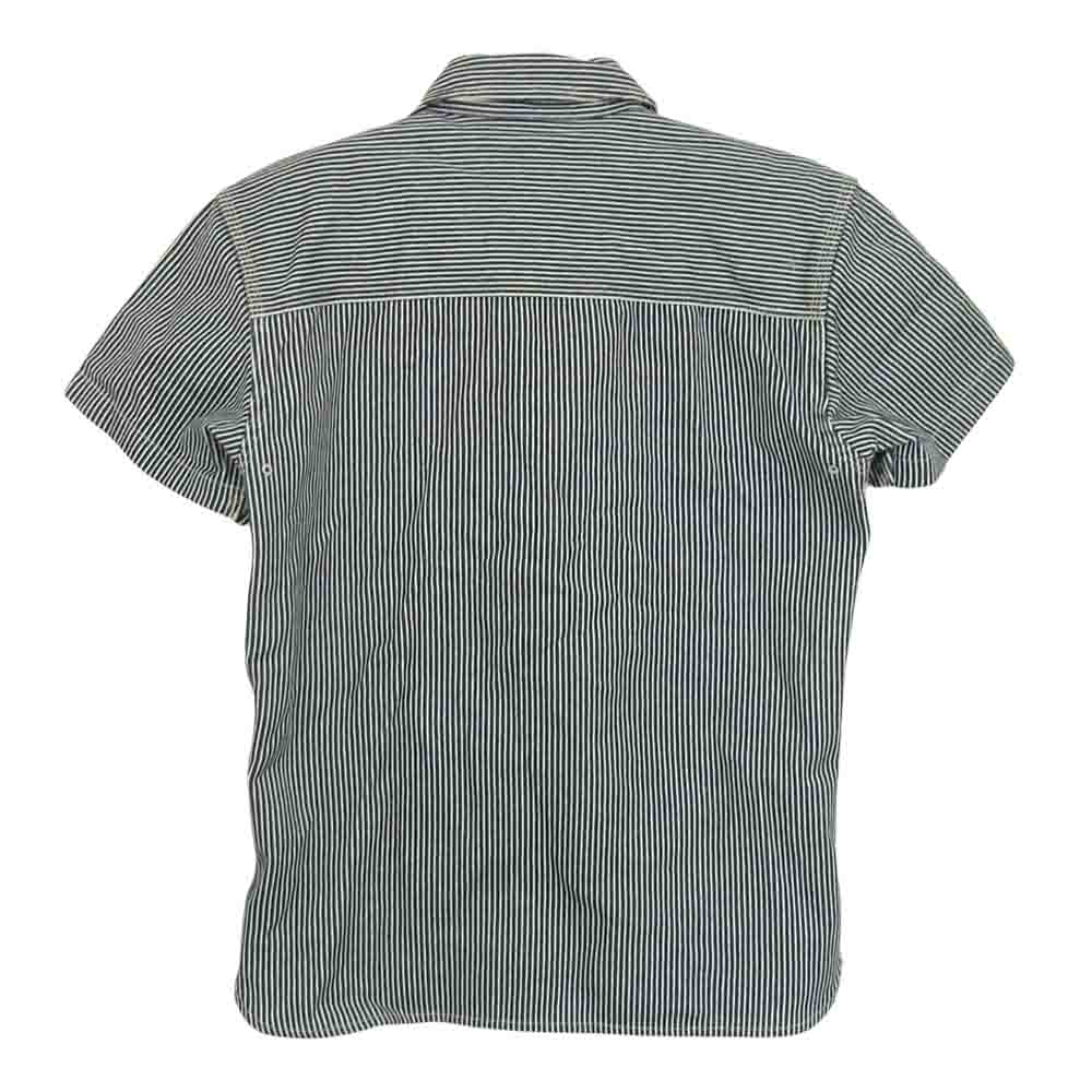 ザフラットヘッド  半袖シャツ ヒッコリー ワーク 半袖 シャツ PIN HICKORY S/S WORK SHIRT ネイビー系 36【中古】