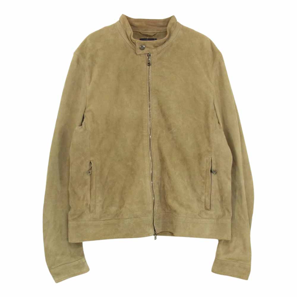 エンメティ GIAPPOINE-074 JURI GOAT SKIN SUEDE ユリ ゴート スエード シングル ライダース ジャケット ベージュ系 52【中古】