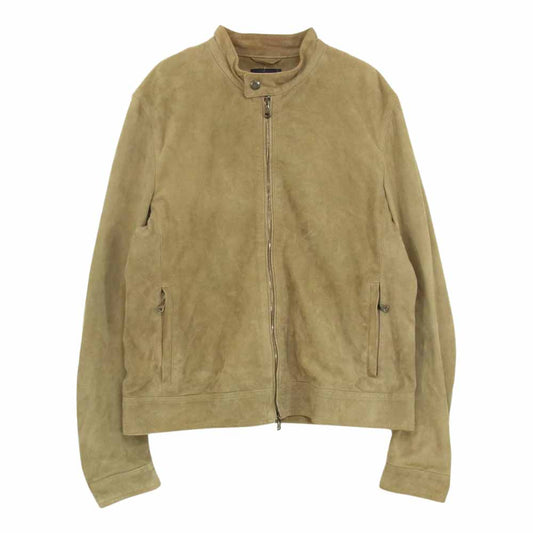 エンメティ GIAPPOINE-074 JURI GOAT SKIN SUEDE ユリ ゴート スエード シングル ライダース ジャケット ベージュ系 52【中古】