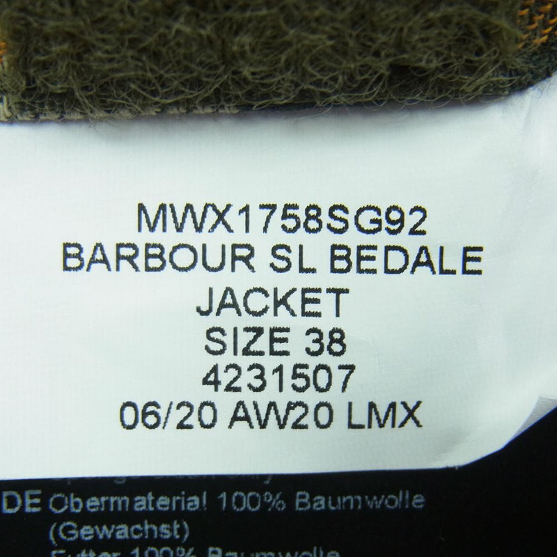 Barbour バブアー MWX1758SG92 bedale SL ビデイル オイルド ジャケット ダークグレー系 38【中古】