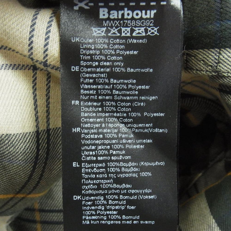 Barbour バブアー MWX1758SG92 bedale SL ビデイル オイルド ジャケット ダークグレー系 38【中古】