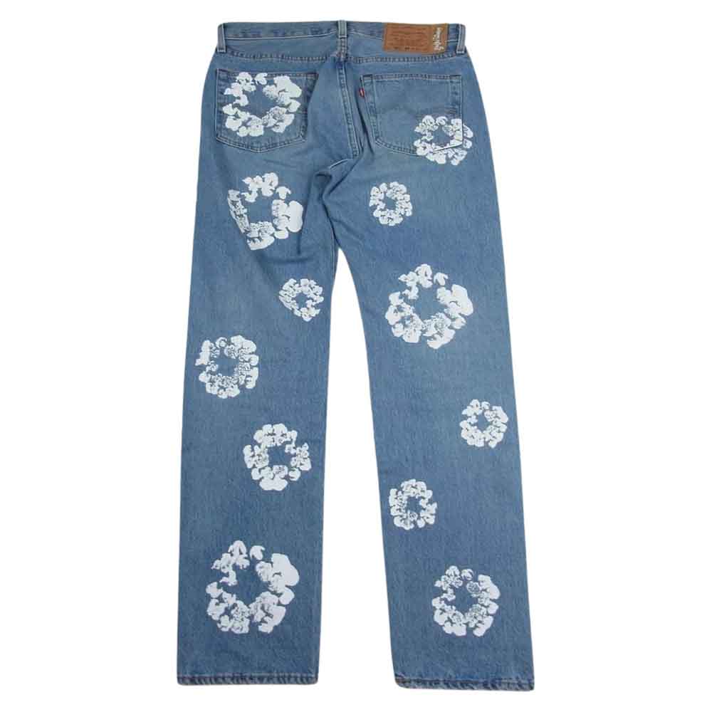 デニムティアーズ PC9-A1592-0002 LEVIS リーバイス COTTON WREATH JEAN LIGHT WASH コットン リース チェーンステッチ デニムパンツ インディゴブルー系 33【中古】