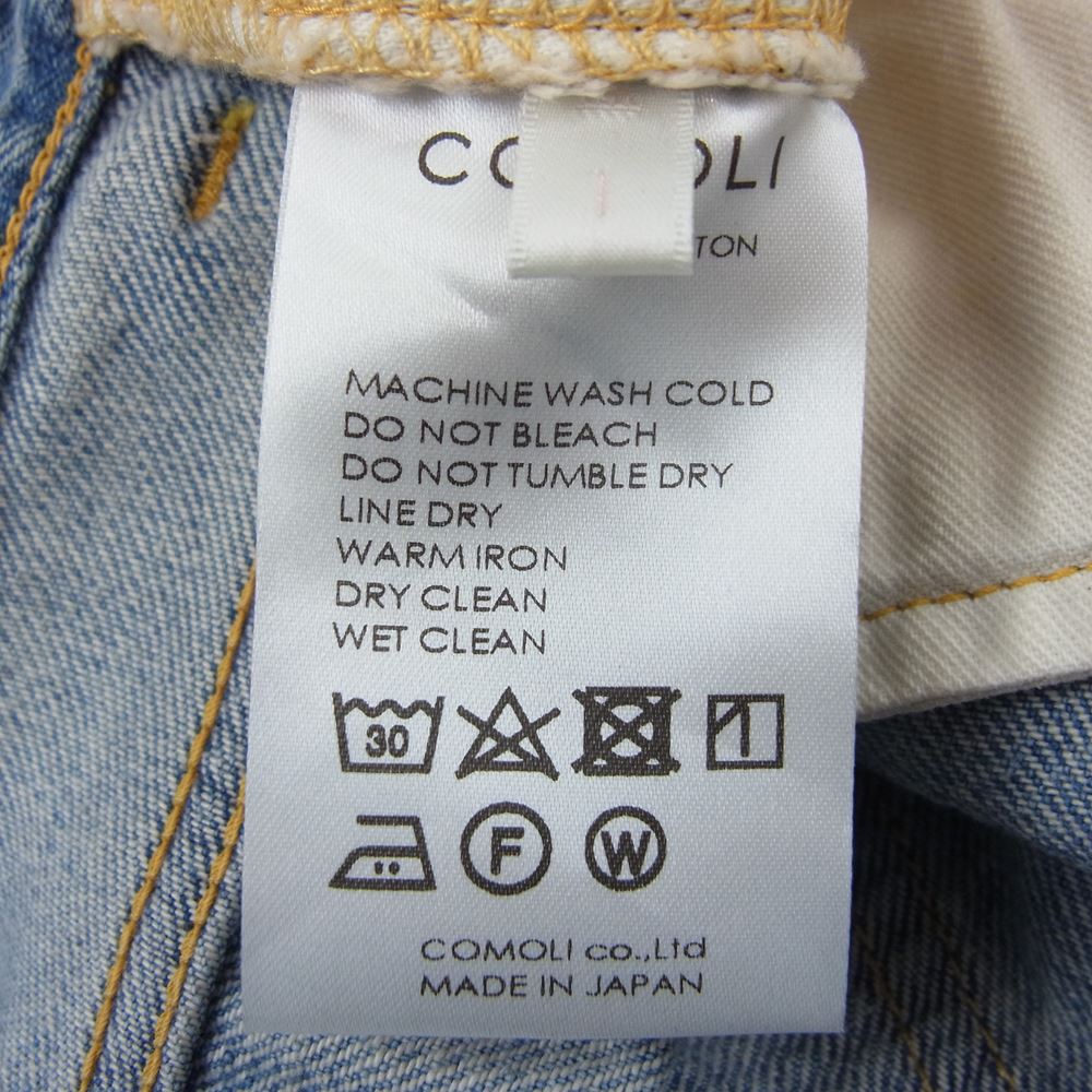 COMOLI コモリ 22SS V01-03009 BLEACH ブリーチ加工 5P ウォッシュ デニムパンツ インディゴブルー系 1【美品】【中古】